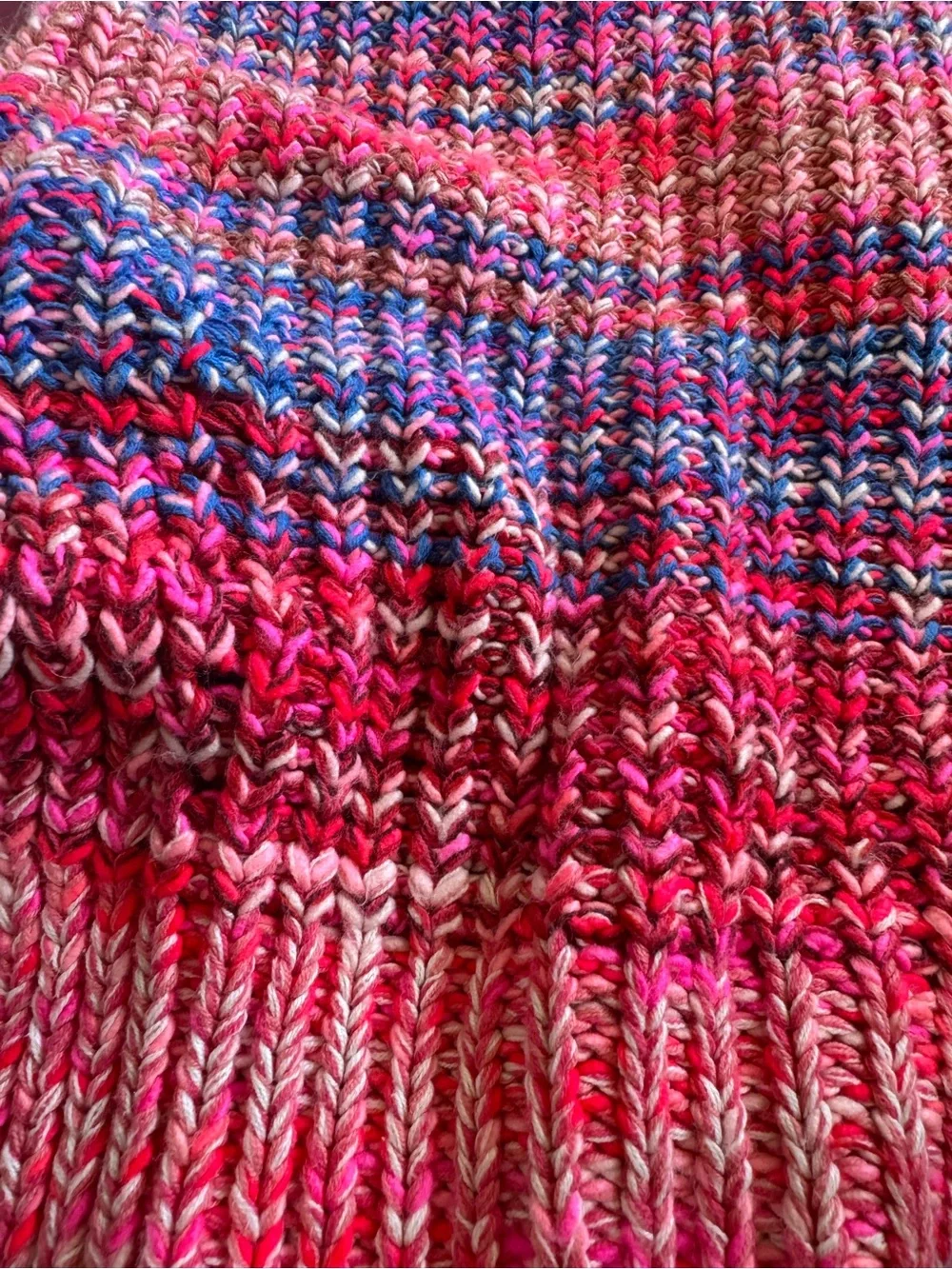 Free People Chunky Knit Open Front Cardigan Sweater Multicolor Boho Oversized XS